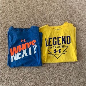 Two under armour youth extra large tee shirts